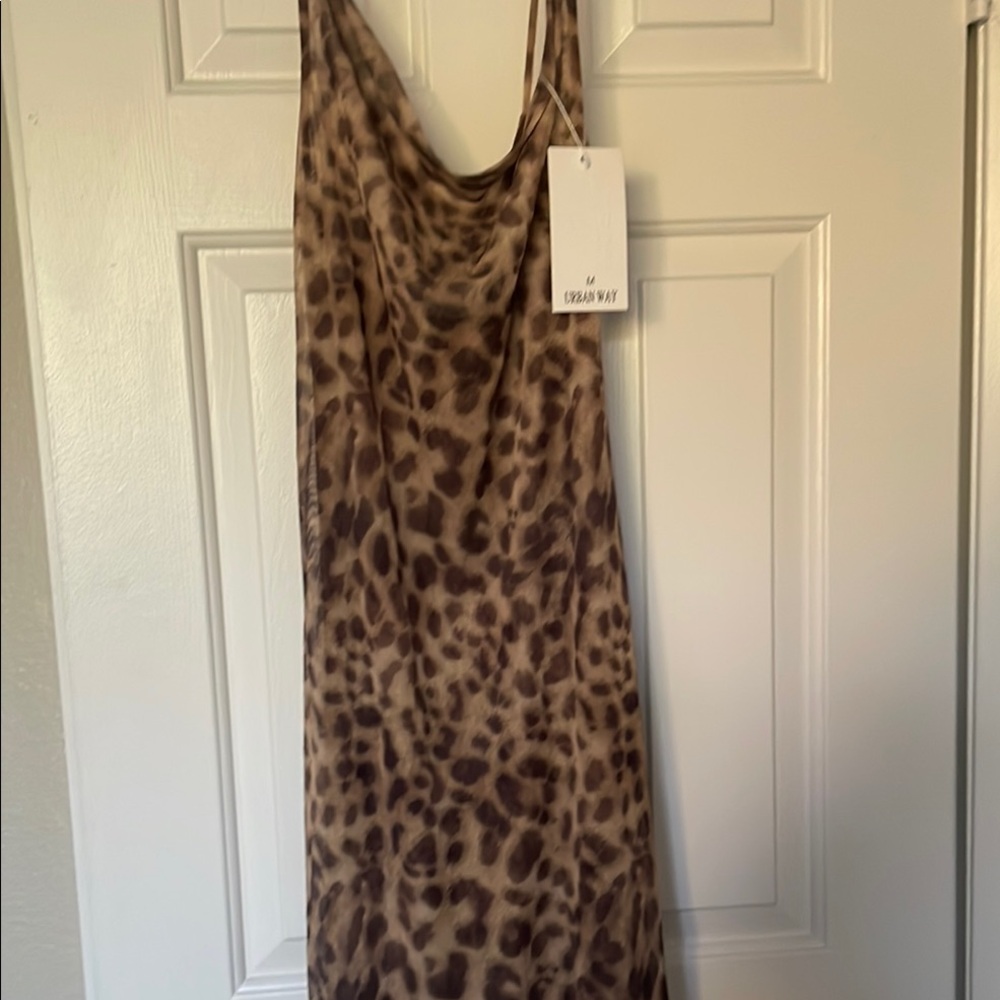 Brown and Black Sleeveless Cowl Neck Slip Dress for Night Out
